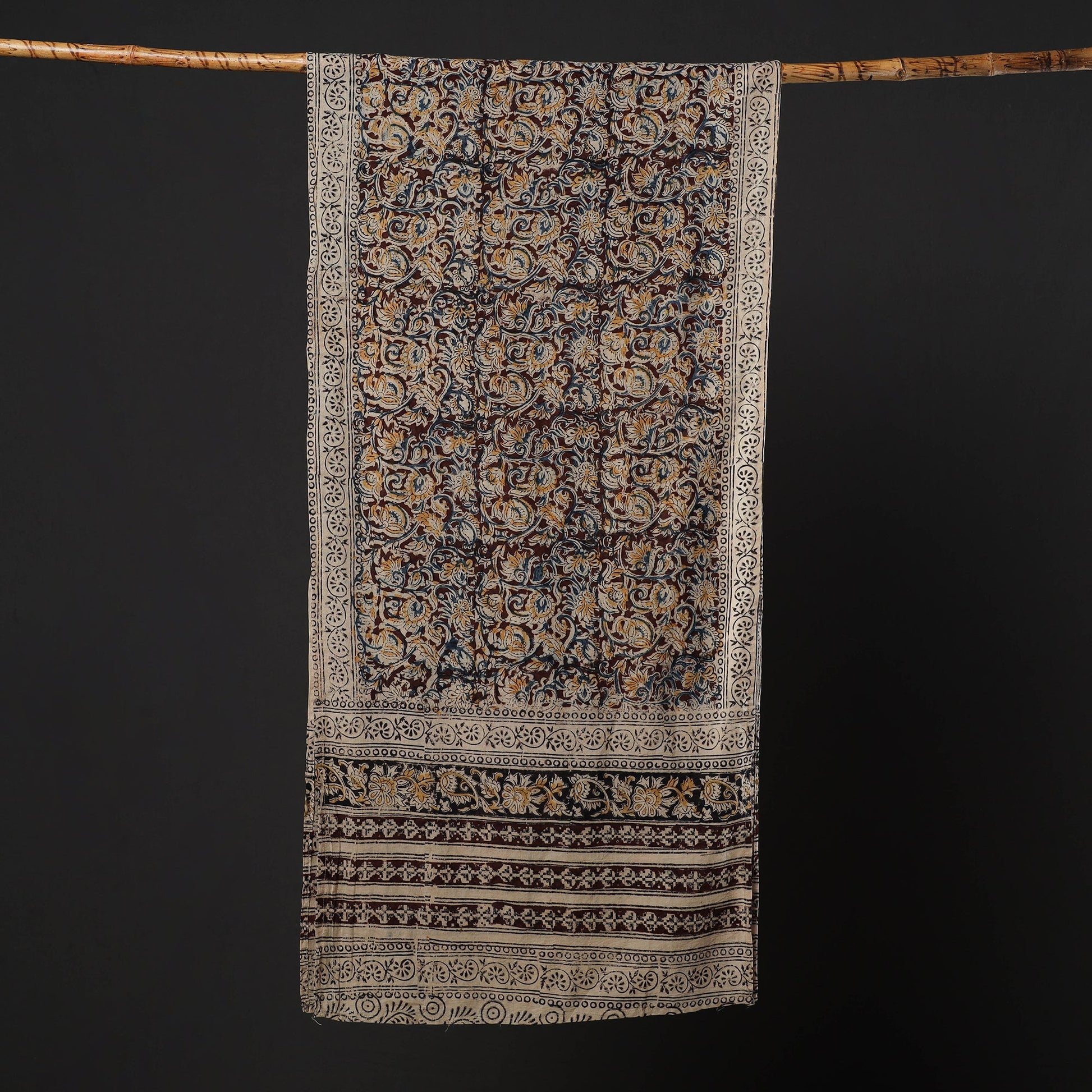 Brown - Block Printed Cotton Kalamkari Stole 31