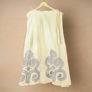 Beige - Bengal Kantha Embroidery Cotton Wrap Around Skirt