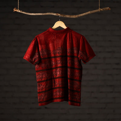 Bindaas Block Art Printed Cotton Unisex Polo Collar T-shirt 72