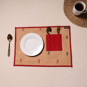 Beige - Jacquard Cotton Table Mat With Pocket 08