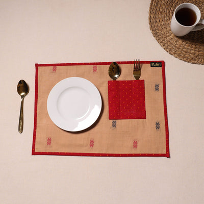 Beige - Jacquard Cotton Table Mat With Pocket 08