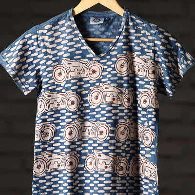 Bindaas Block Art Printed Cotton Women V Neck T-shirt 97