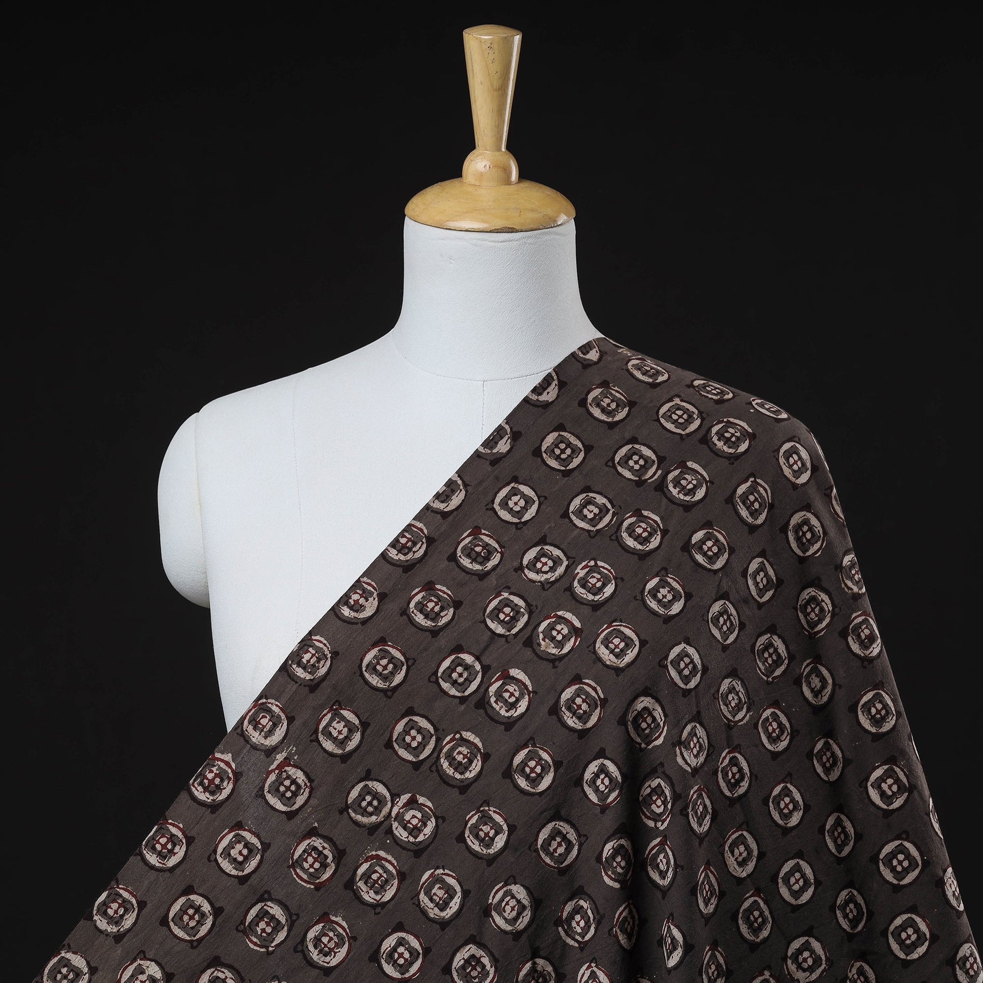Brown - Pipad Block Printed Cotton Fabric