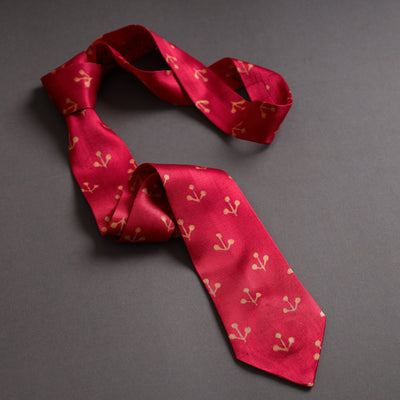 Block Printed Mashru Silk Handmade Necktie for Men
