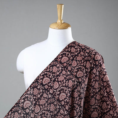 Black - Chanderi Silk Handloom Bagh Block Print Fabric