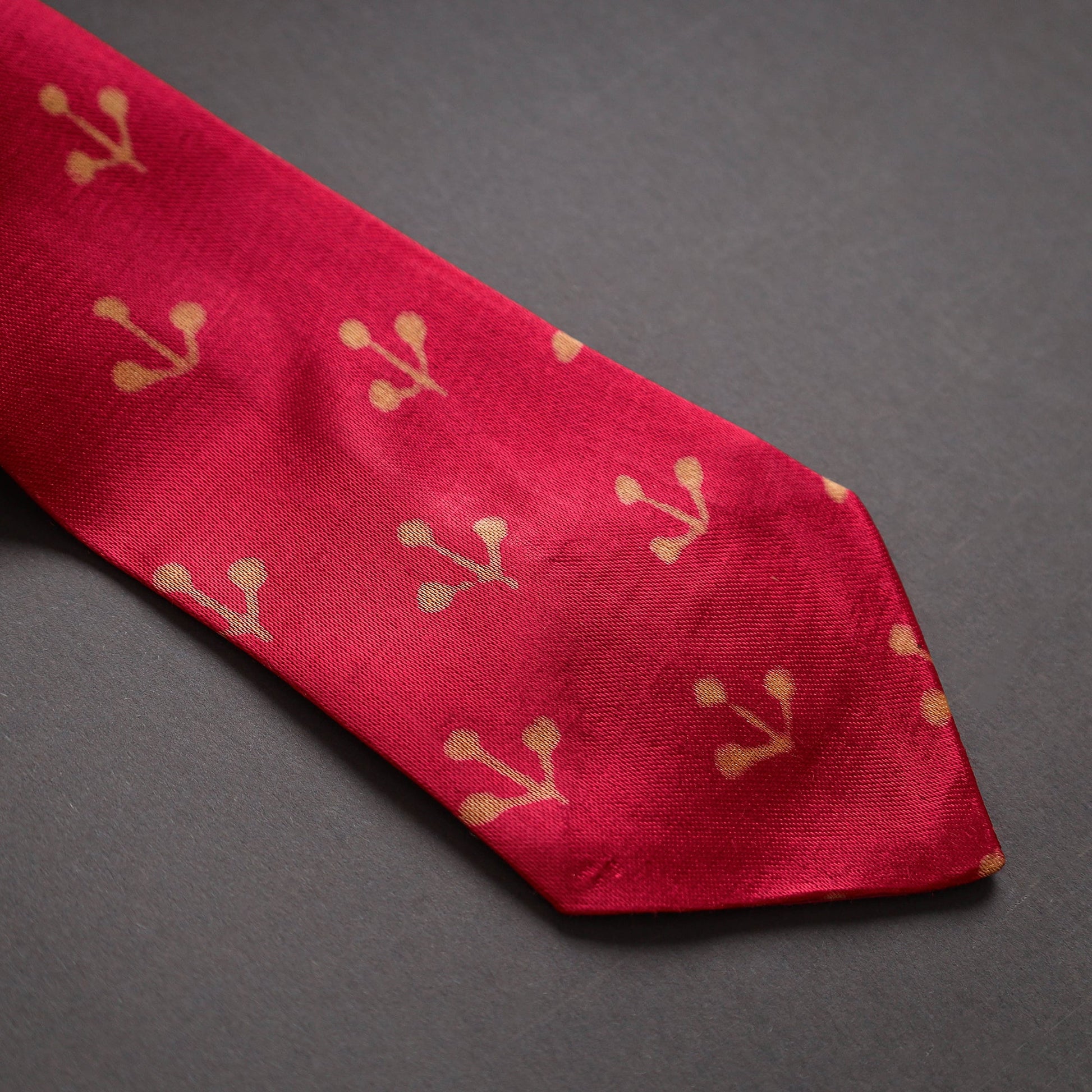 Block Printed Mashru Silk Handmade Necktie for Men