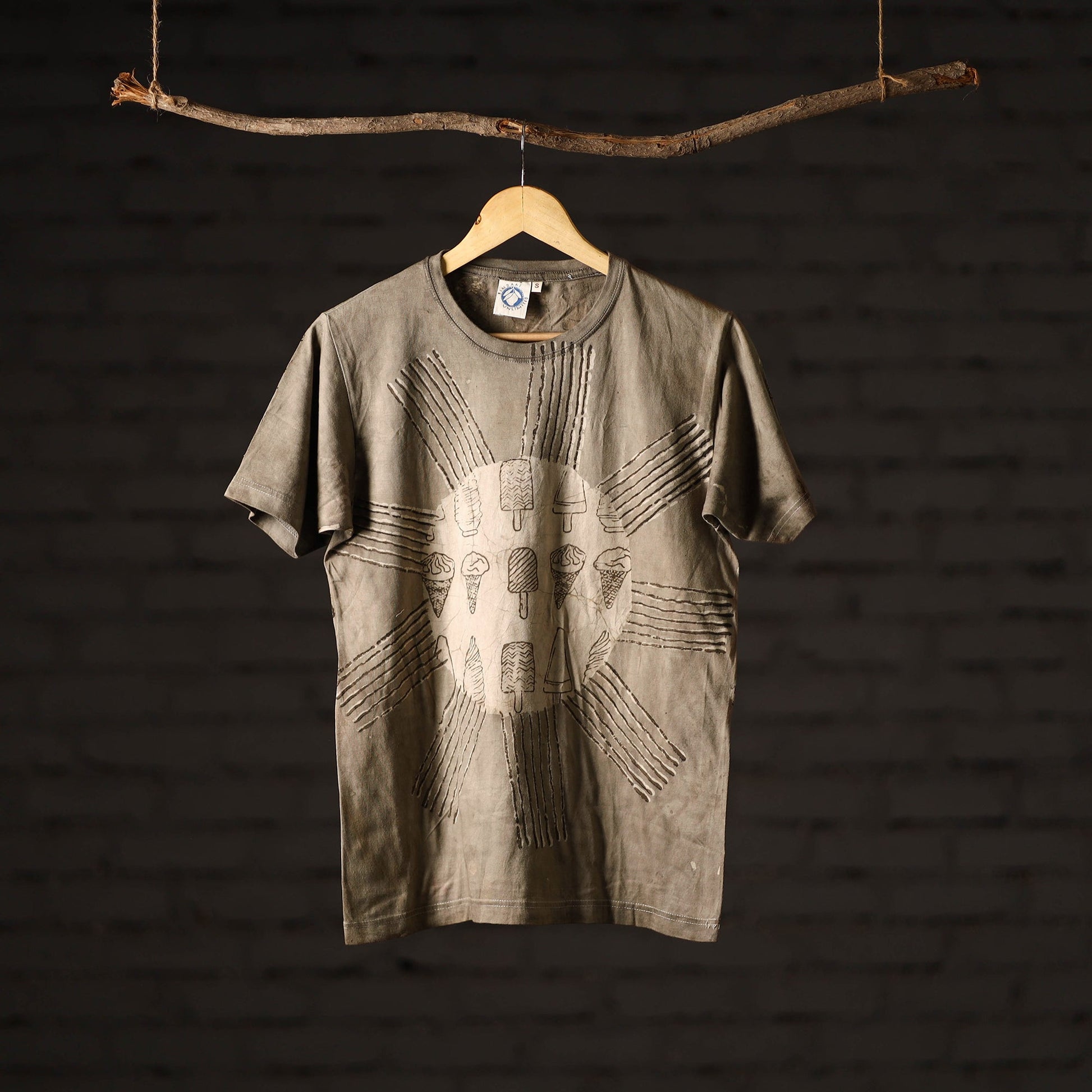 Bindaas Block Art Printed Cotton Unisex Round Neck T-shirt 30