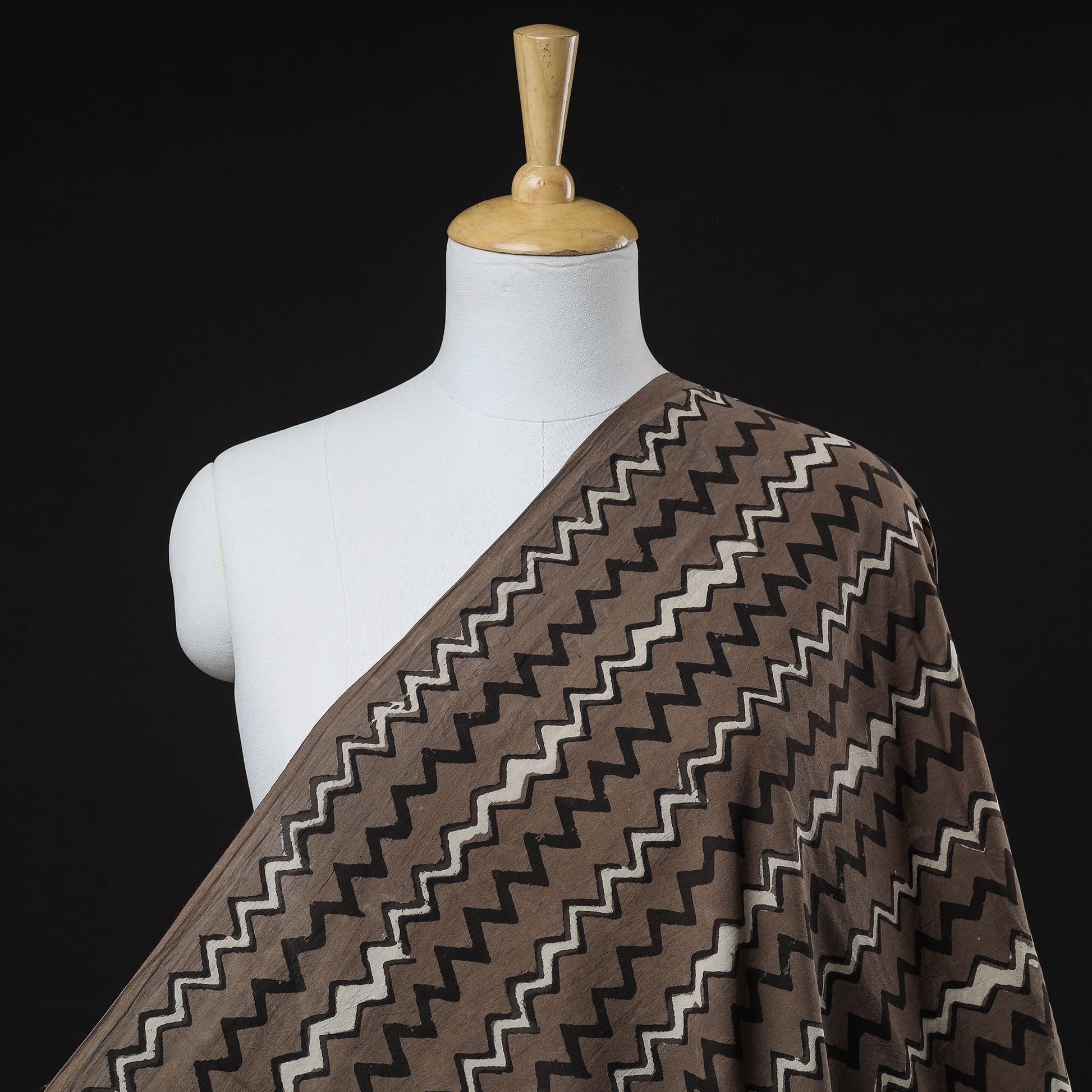 Brown - Pipad Block Printed Cotton Fabric
