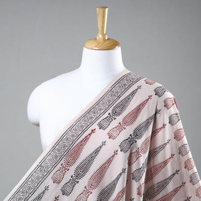 Beige - Bagh Hand Block Printed Chanderi Silk Handloom Fabric