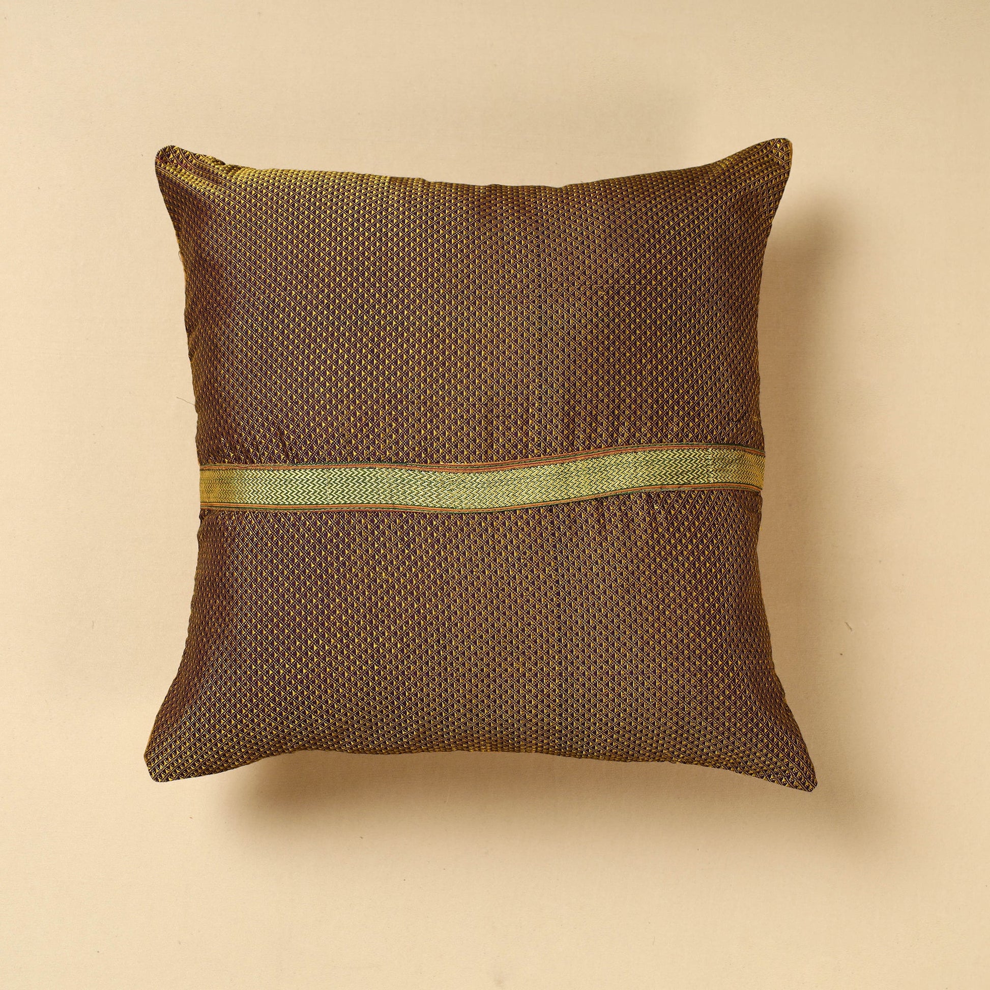 Brown - Khun Weave Cotton Cushion Cover (16 x 16 in)