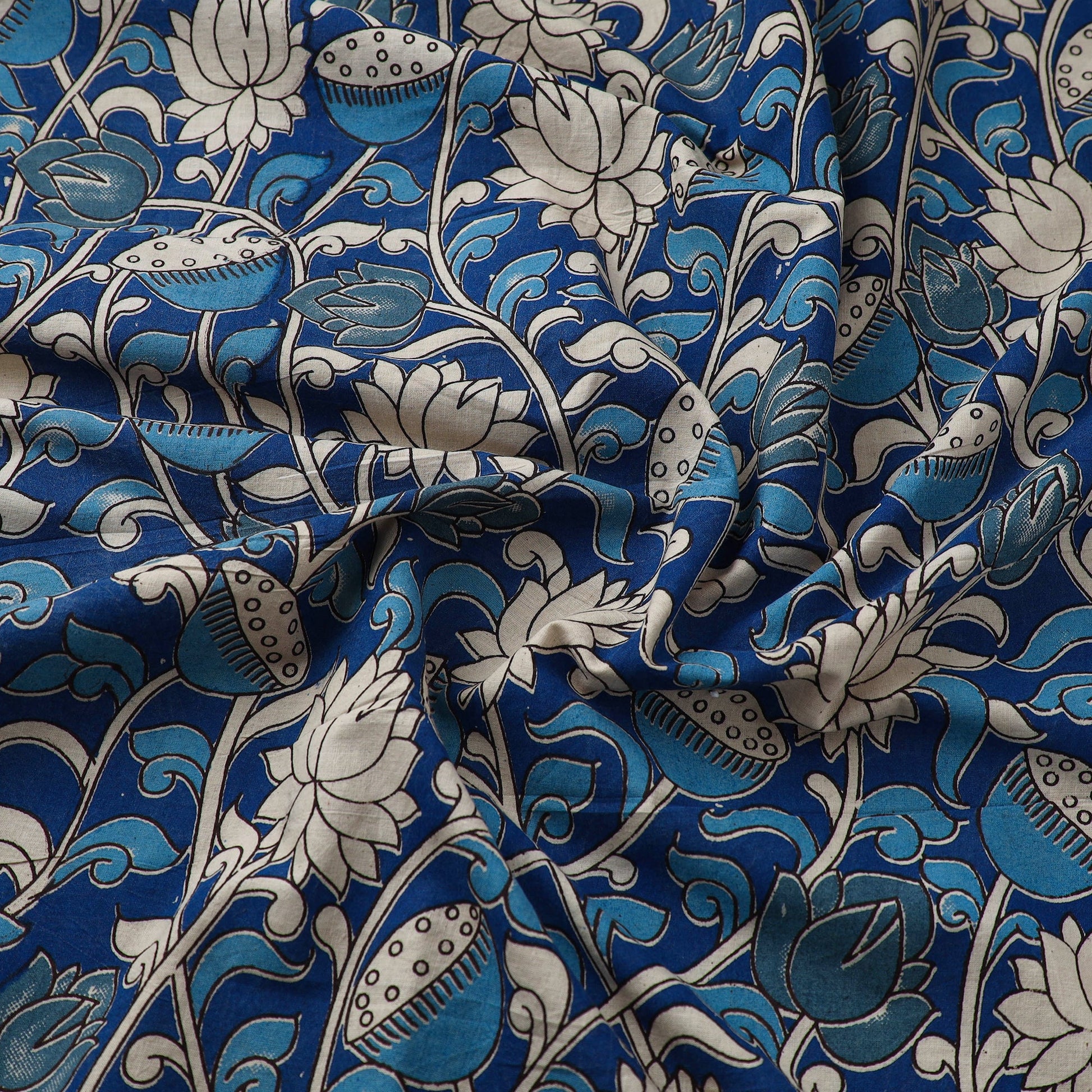 Blue - Cotton Kalamkari Print Fabric 17