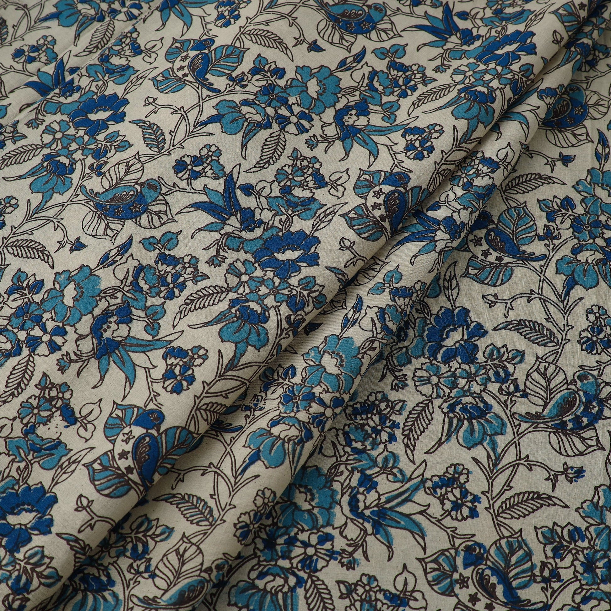 Blue - Cotton Kalamkari Print Fabric 18