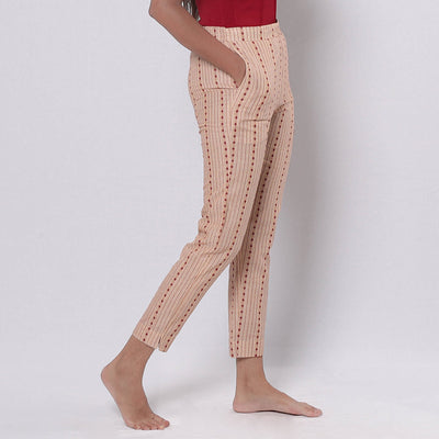 Beige - Jacquard Prewashed Cotton Pant