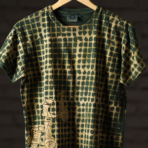 Bindaas Block Art Printed Cotton Unisex Round Neck T-shirt 93