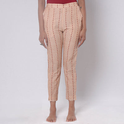 Beige - Jacquard Prewashed Cotton Pant