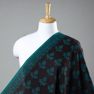 Black - Chanderi Silk Handloom Bagh Block Print Fabric