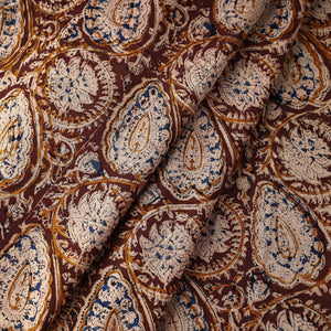 Brown - Kalamkari Block Printed Natural Dyed Cotton Fabric