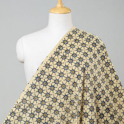 Beige - Ajrakh Block Printed Cotton Fabric 09