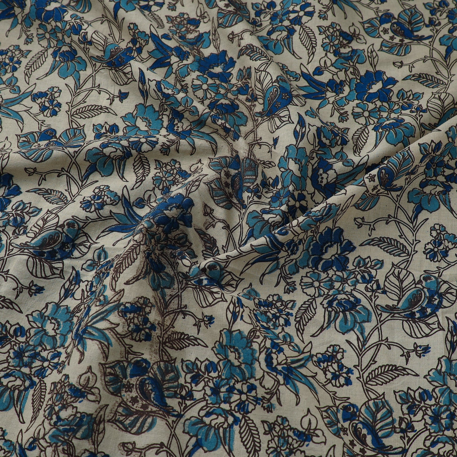 Blue - Cotton Kalamkari Print Fabric 18