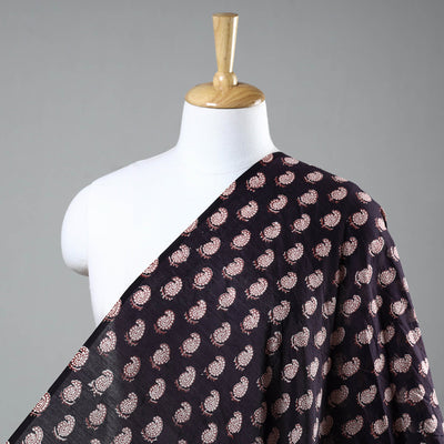 Black - Bagh Hand Block Printed Chanderi Silk Handloom Fabric