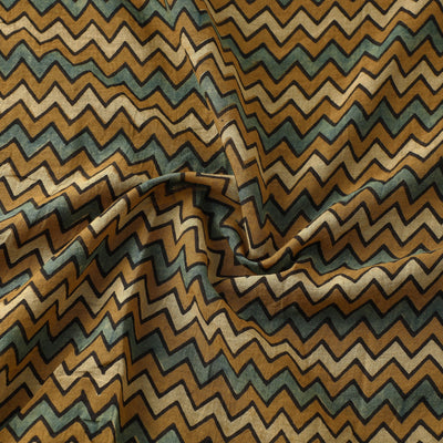 Brown - Ajrakh Hand Block Printed Mul Cotton Fabric 04