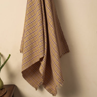 Brown - Honeycomb Handloom Cotton Bath Towel From Dehradun