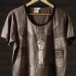 Bindaas Block Art Printed Cotton Women Round Neck T-shirt 52