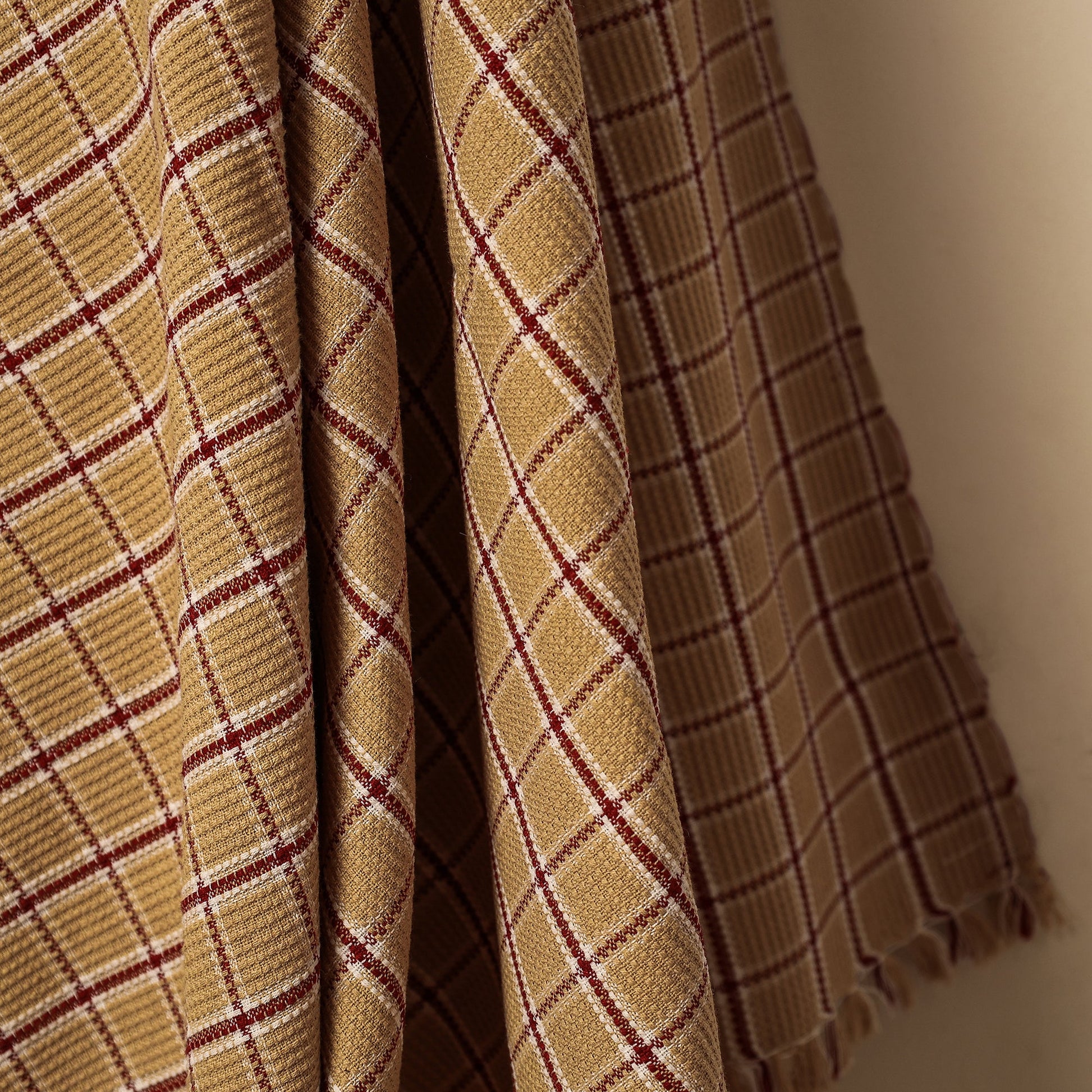 Brown - Honeycomb Handloom Cotton Bath Towel From Dehradun