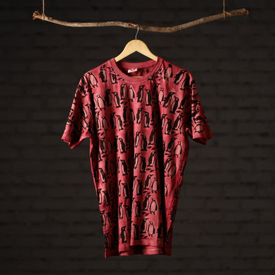 Bindaas Block Art Printed Cotton Unisex Round Neck T-shirt 45