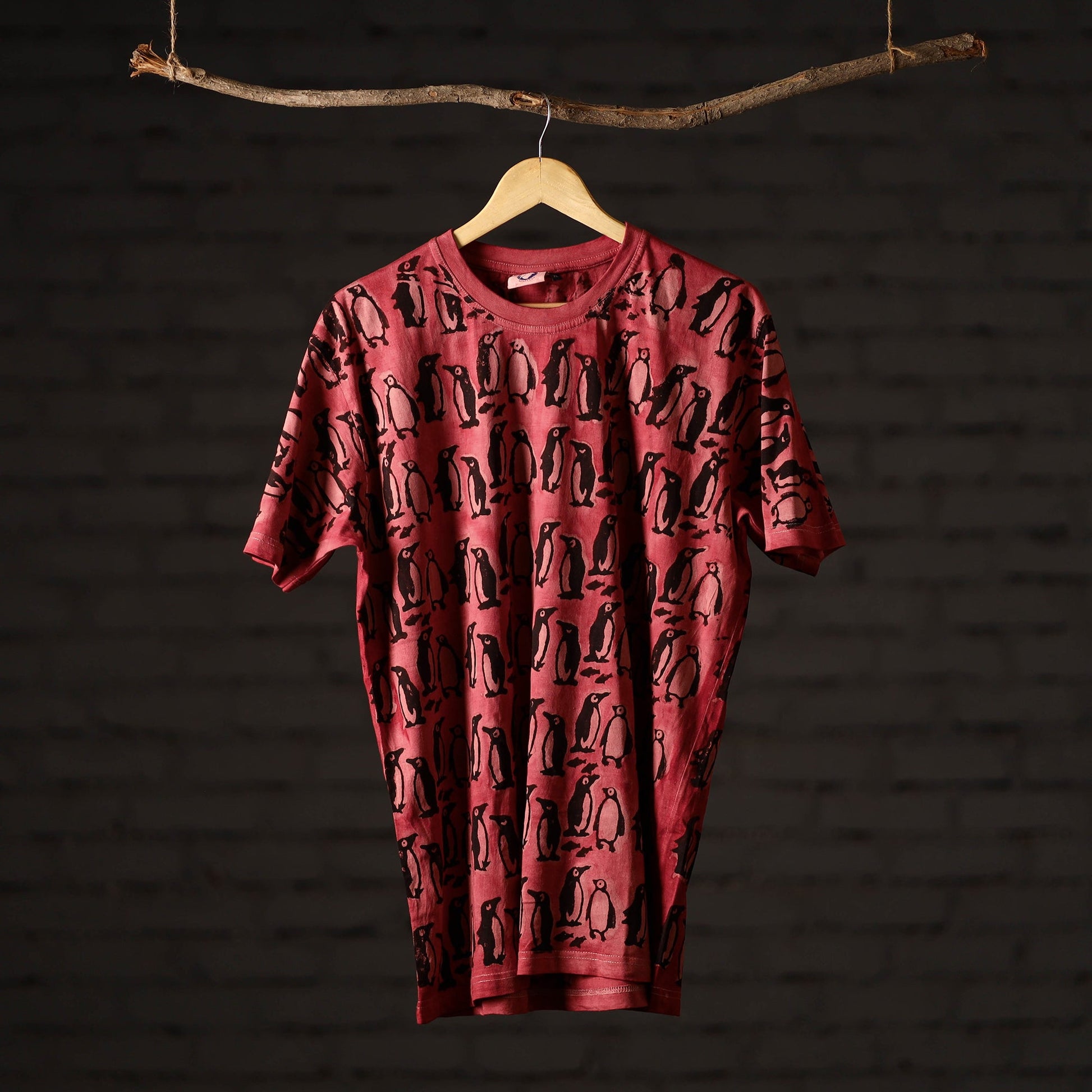 Bindaas Block Art Printed Cotton Unisex Round Neck T-shirt 45