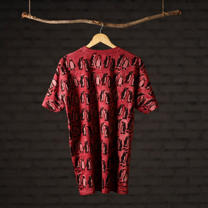 Bindaas Block Art Printed Cotton Unisex Round Neck T-shirt 45