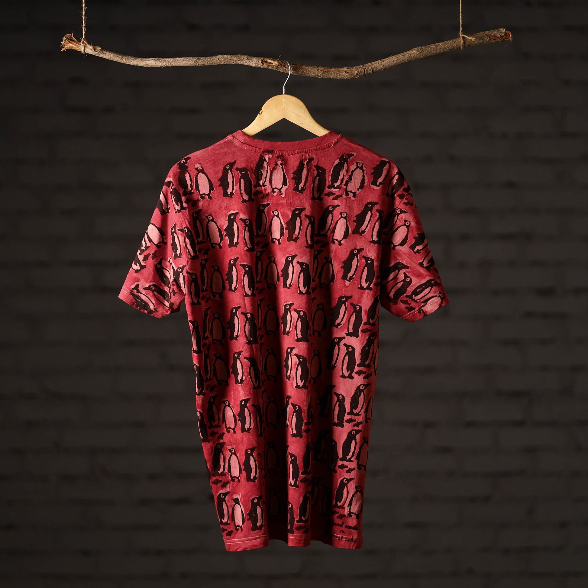 Bindaas Block Art Printed Cotton Unisex Round Neck T-shirt 45