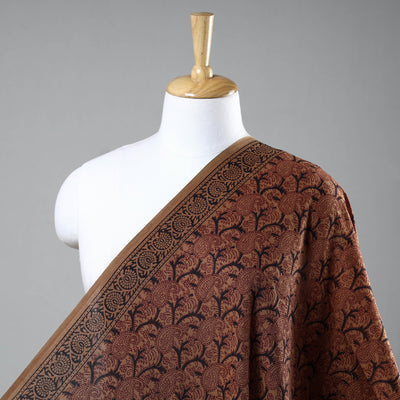 Brown - Bagh Hand Block Printed Chanderi Silk Handloom Fabric