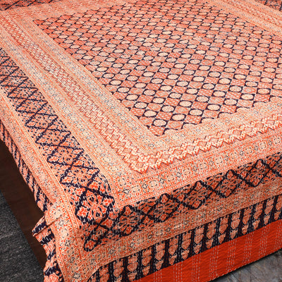 Green - Ajrakh Print Double Tagai Kantha Bed Cover 47      2024/1159-1 47