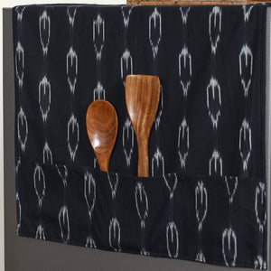 Black - Handmade Cotton Fridge Top Cover with Multiple Pockets 09