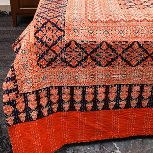Green - Ajrakh Print Double Tagai Kantha Bed Cover 47      2024/1159-1 47