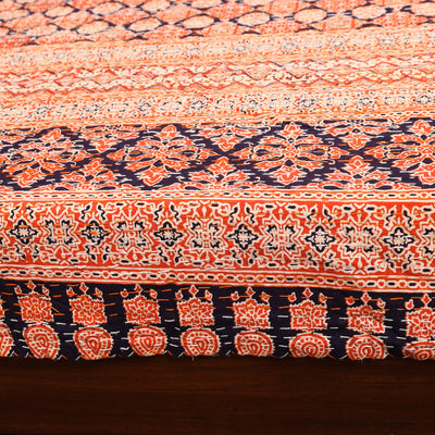 Green - Ajrakh Print Double Tagai Kantha Bed Cover 47      2024/1159-1 47