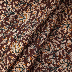 Brown - Kalamkari Block Printing Natural Dyed Cotton Fabric