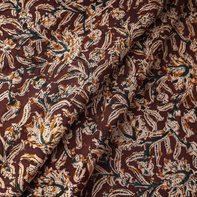 Brown - Kalamkari Block Printing Natural Dyed Cotton Fabric