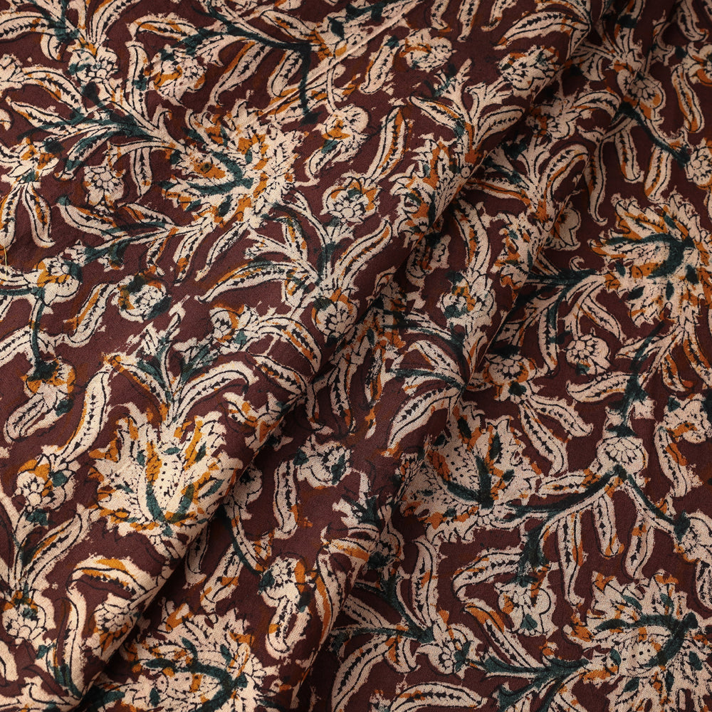 Brown - Kalamkari Block Printing Natural Dyed Cotton Fabric