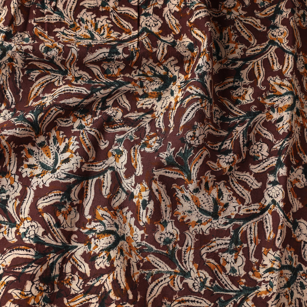 Brown - Kalamkari Block Printing Natural Dyed Cotton Fabric