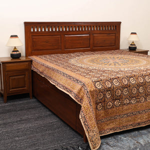 Block Print Cotton Double Kalamkari Bed Sheet Set 51