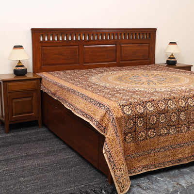 Block Print Cotton Double Kalamkari Bed Sheet Set 51