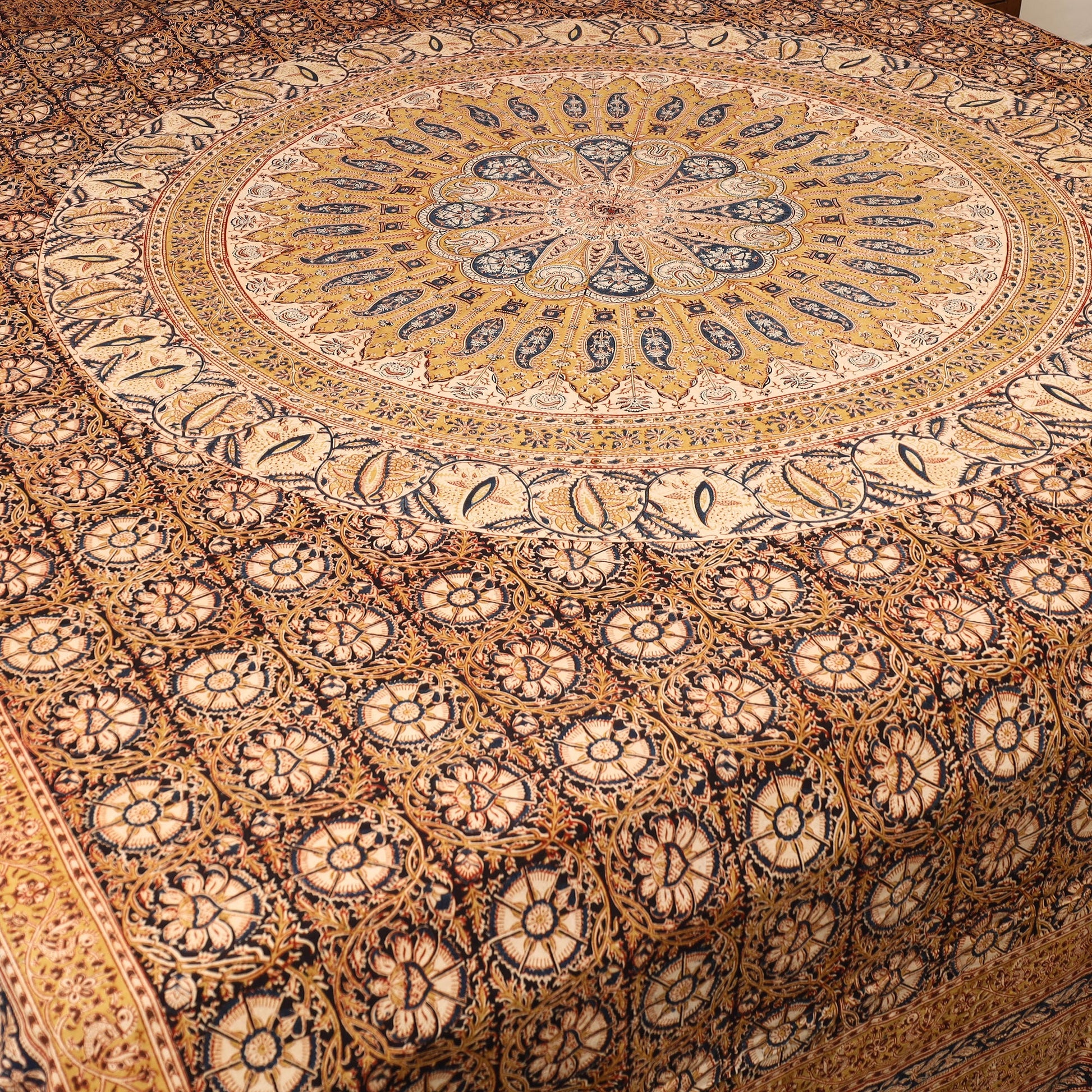 Block Print Cotton Double Kalamkari Bed Sheet Set 51