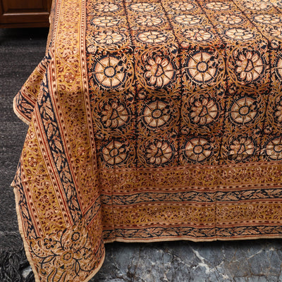 Block Print Cotton Double Kalamkari Bed Sheet Set 51