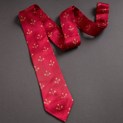 Block Printed Mashru Silk Handmade Necktie for Men