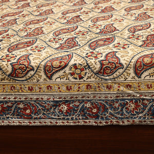 Beige - Block Print Cotton Single Kalamkari Bed Sheet 49