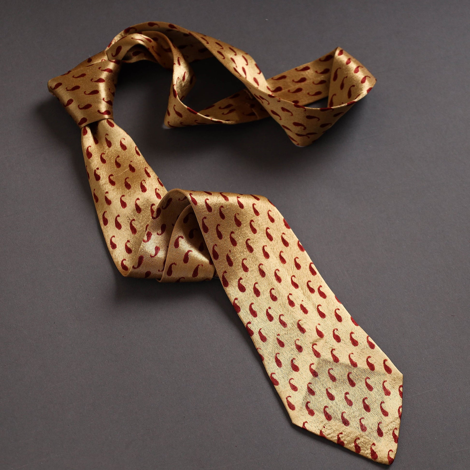 Block Printed Mashru Silk Handmade Necktie for Men