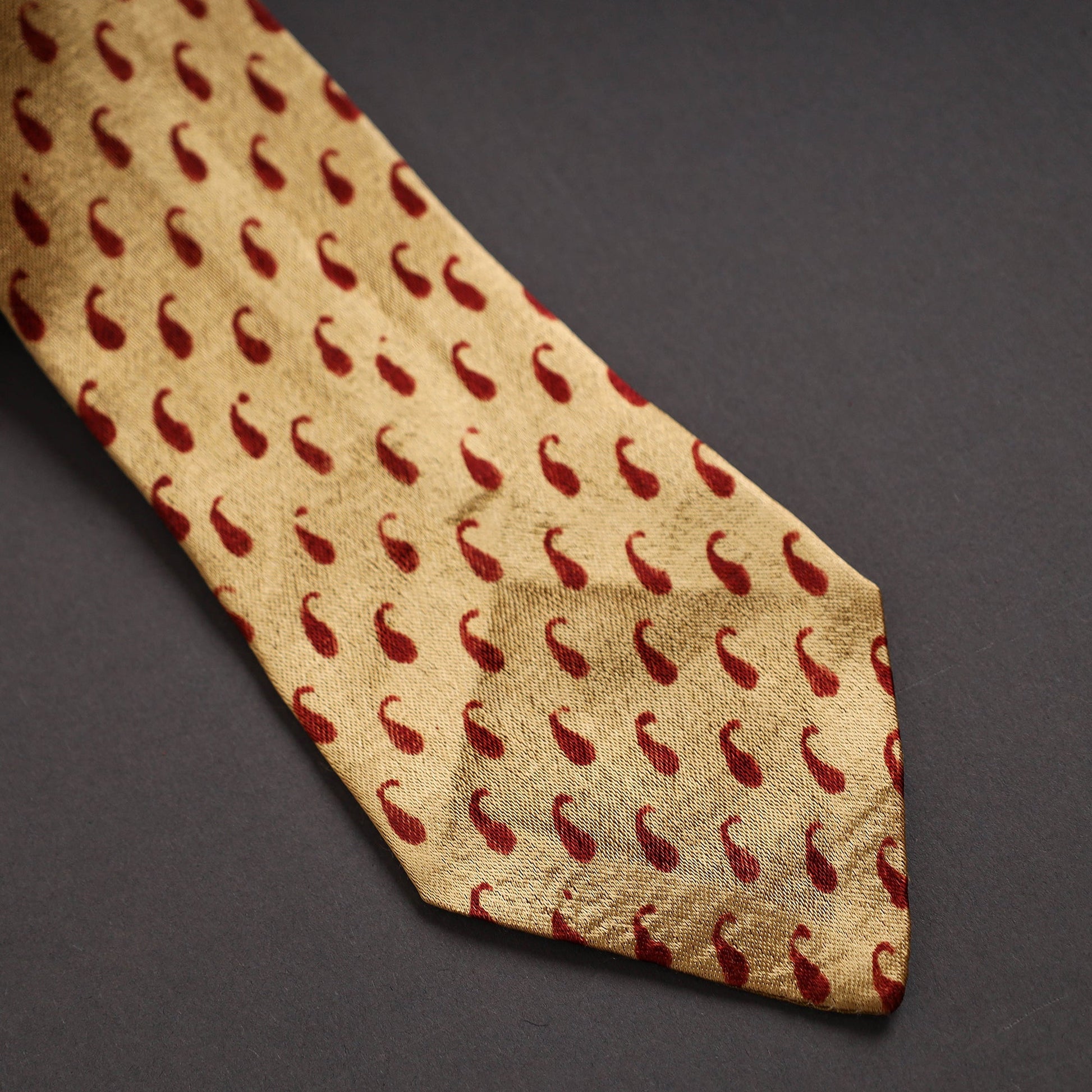 Block Printed Mashru Silk Handmade Necktie for Men