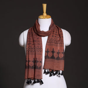 Brown - Ajrakh Hand Block Printed Pure Woolen Stole